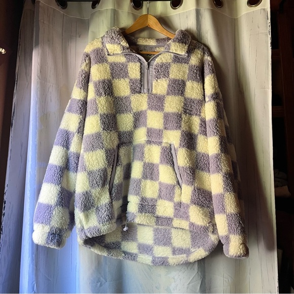 SO Jackets & Blazers - 🎉HP🎉 SO Cozy Purple Checkered Fleece Pullover